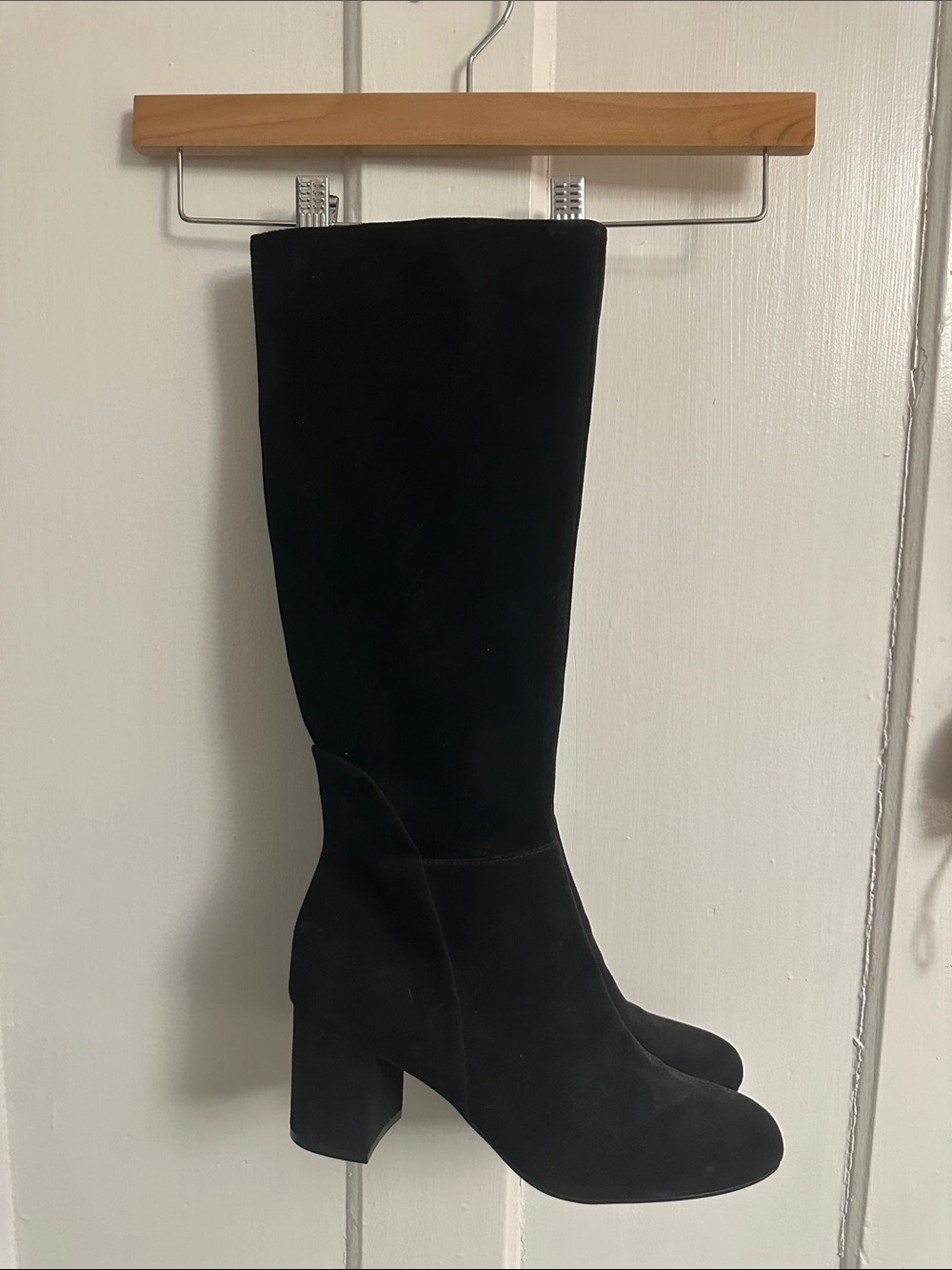 BNWT INC International Concepts Black Suede Knee-High Block Heel Boots